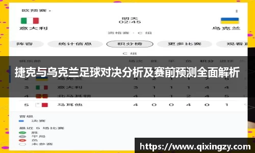 捷克与乌克兰足球对决分析及赛前预测全面解析